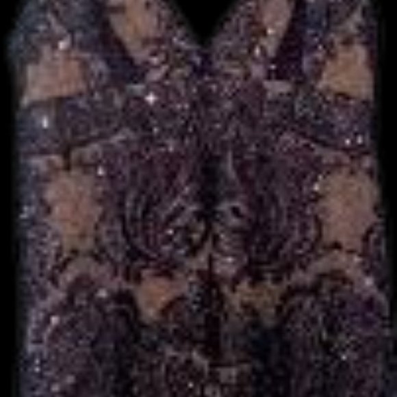 FREE PEOPLE Black Sequin Lace Top or Super Mini Nude Lining Spaghetti Strap Shim - Picture 11 of 13